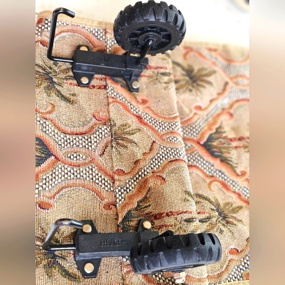 Vintage Bovano USA Fold up Collapsible Rolling Travel Bag Suitcase Palm Trees - Picture 11 of 15